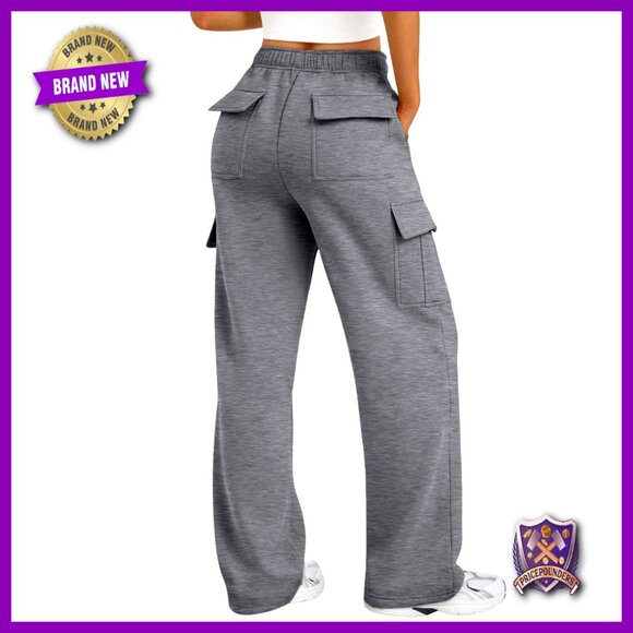 Wide Leg Cargo Sweatpants Elastic Waist Casual Joggers Travel Workwear Pants